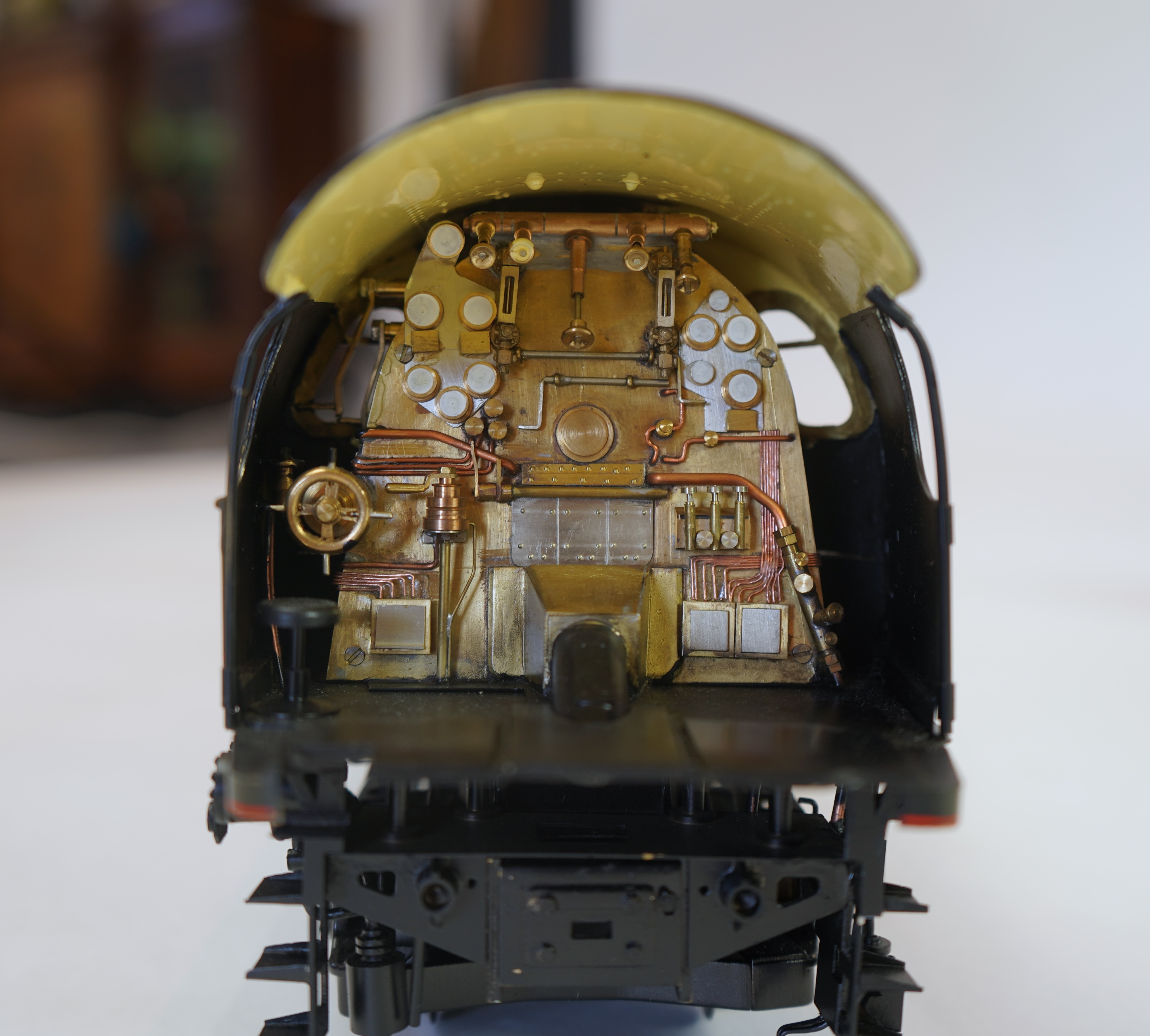A Gauge One exhibition quality scratch built model of Andre Chapelon’s iconic SNCF 242.A.1, 2-4-2 tender locomotive, built by the Finescale Locomotive Company (under Neil Rose) from a commission.